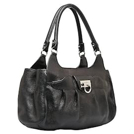 Salvatore Ferragamo-Leather Armonia Shoulder Bag-Black