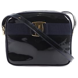 Salvatore Ferragamo-Patent Leather Vara Crossbody Bag-Black