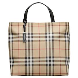 Burberry-House Check Canvas Handbag-Brown
