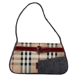 Burberry-House Check Canvas Baguette-Brown
