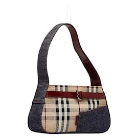 Burberry-House Check Canvas Baguette-Brown