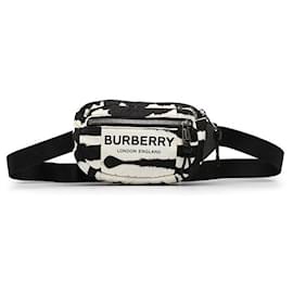 Burberry-Logo Zebra Print Belt Bag-White
