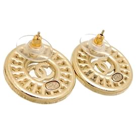 Chanel-CC Rhinestone Stud Earrings-Golden