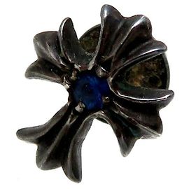 Chrome Hearts Silver Cross Sapphire Earring Blue