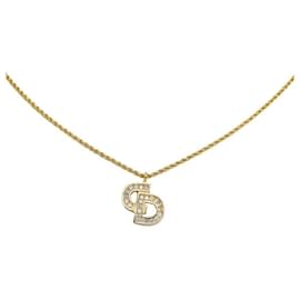 Dior-Collar con colgante de diamantes de imitación y logo-Dorado