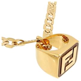 Fendi-Collar con cadena y anillo con logo-Dorado