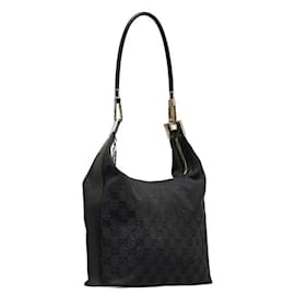 Gucci-GG Canvas Hobo Shoulder Bag-Black