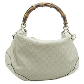 Gucci-Hobo-Tasche aus Bambus mit GG Signature-Muster-Weiß