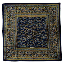 Hermès-Carré 90 Bufanda de seda Chasse en Inde-Azul