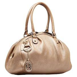 Gucci-Leather Sukey Tote Bag-Brown