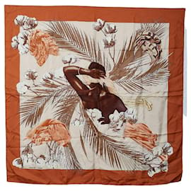 Hermès-Pañuelo de seda Turbans des Reines-Naranja