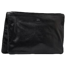 Issey Miyake-Large Leather Clutch-Black