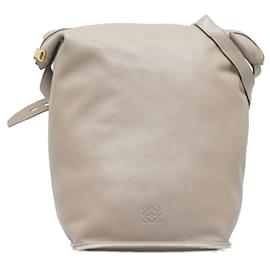Loewe-Leather Anagram Shoulder Bag-Grey