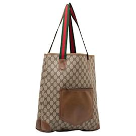 Gucci-GG Supreme Tote Bag-Brown