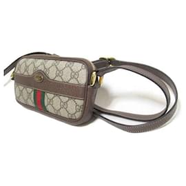 Gucci-GG Supreme Mini Ophidia Crossbody Bag-Brown
