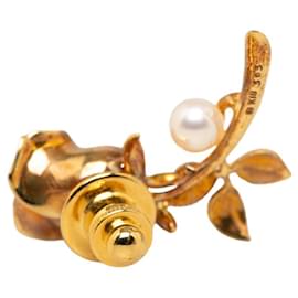 Mikimoto-Rose Pearl Brooch-Golden
