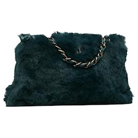 Chanel-CC Fur Chain Shoulder Bag-Green