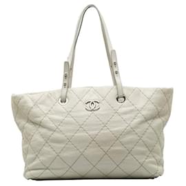 Chanel-CC Quilted Leather On The Road Tote Bag-Grey