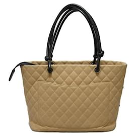 Chanel-Cambon Quilted Leather Tote Bag-Brown