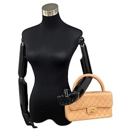 Chanel-CC Matelasse-Tasche mit Henkel-Braun