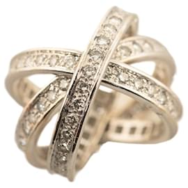 Cartier-18k Diamond Three Bangles Full Trinity Ring-Silvery