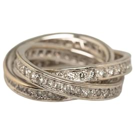 Cartier-18k Bague trinité complète à trois bracelets en diamant-Argenté