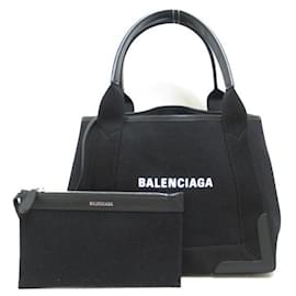 Balenciaga-Navy Small Cabas Tote-Black