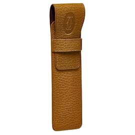 Cartier-Leather Flap Pen Case-Brown