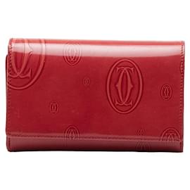 Cartier-Patent Leather Happy Birthday Flap Wallet-Red