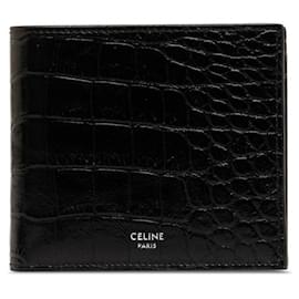 Céline-Embossed Leather Bifold Wallet-Black
