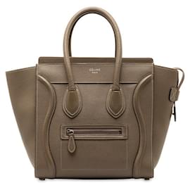 Céline-Micro Leather Luggage Tote-Brown