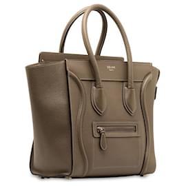 Céline-Micro Leather Luggage Tote-Brown