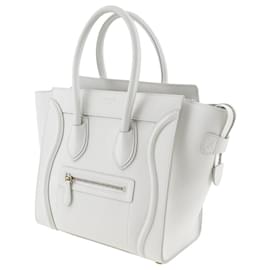 Céline-Micro Leather Luggage Tote-White