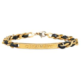Chanel-Pulsera de cadena con logotipo-Dorado