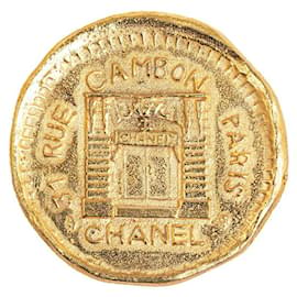 Chanel-Broche de moneda Cambon-Dorado