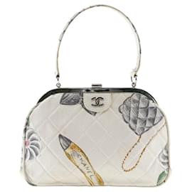 Chanel-Handtasche Maguchi aus gestepptem Canvas-Weiß