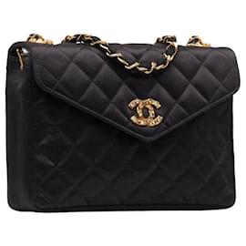 Chanel-Quilted Velvet Flap Bag-Black