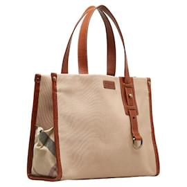 Burberry-Logo Canvas Handbag-Brown