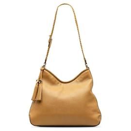 Gucci-Leather Shoulder Bag-Brown