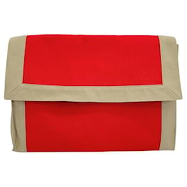 Hermès-Pochette en toile cellulaire Tapido-Rouge