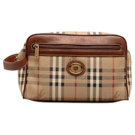 Burberry-Haymarket Check Clutch Bag-Brown