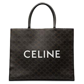 Céline-Logo Triomphe Horizontal Tote Bag-Black