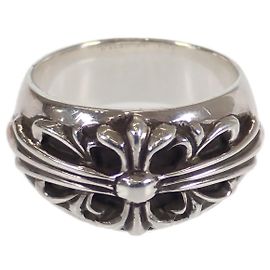 Chrome Hearts Anello croce floreale in argento Argento