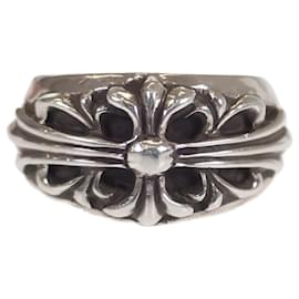 Chrome Hearts-Silver Floral Cross Ring-Silvery