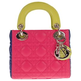 Dior-Lady Dior tricolore medio Cannage-Rosa