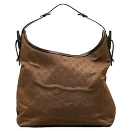 Gucci-GG Canvas Shoulder Bag-Brown