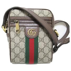 Gucci-GG Supreme Ophidia Shoulder Bag-Brown