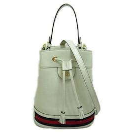 Gucci-GG Marmont Leather Ophidia Bucket Bag-White