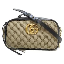 Gucci-GG Supreme Marmont Crossbody Bag-Brown