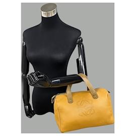 Loewe-Anagram Leather Boston Bag-Brown
